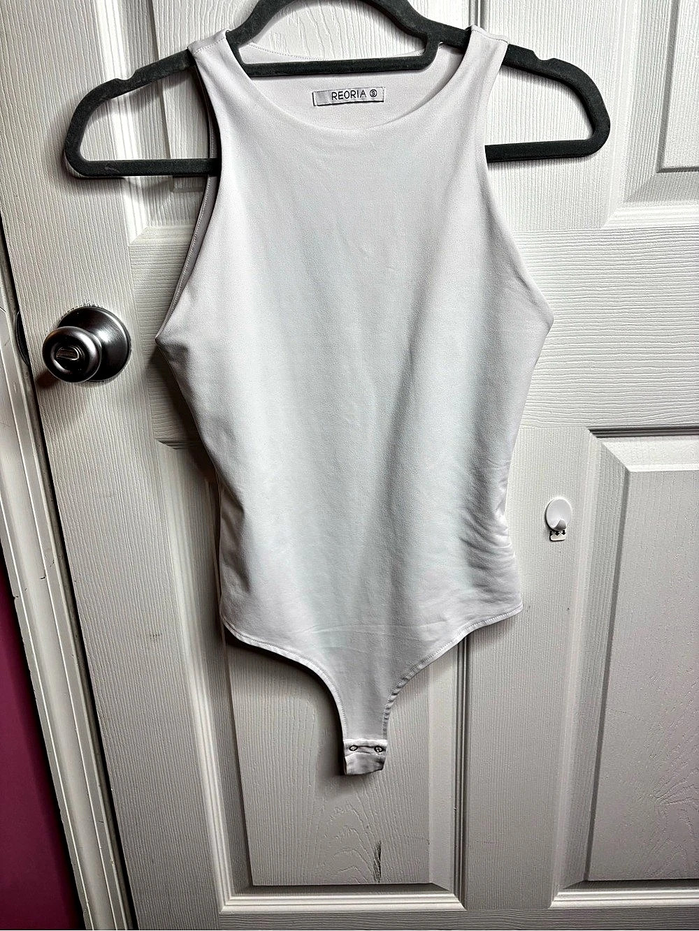 Reoria Women'Small High Neck Racer Back Tank Bodysuit White Small
